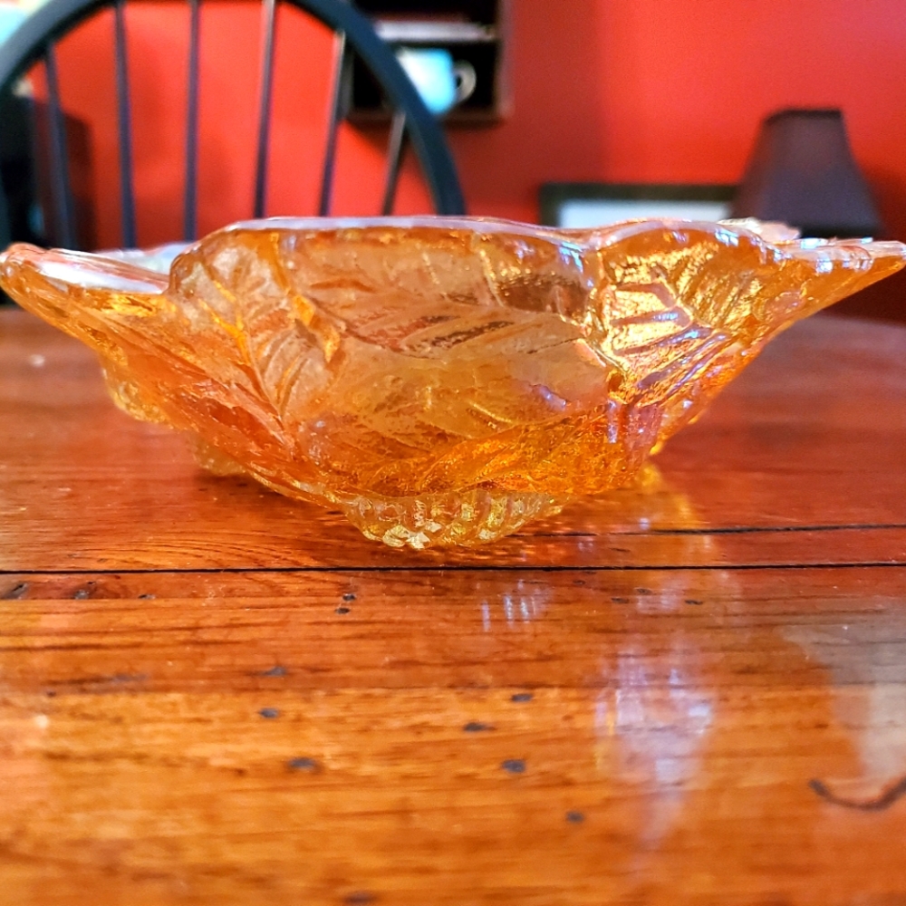 Amber Carnival glass bowl